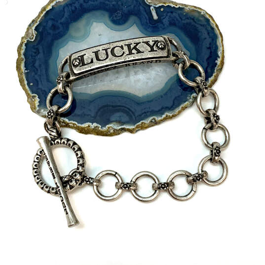 Designer Lucky Brand Silver-Tone Toggle Clasp Classic Chain Bracelet image number 1