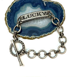 Designer Lucky Brand Silver-Tone Toggle Clasp Classic Chain Bracelet
