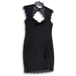 Womens Black Lace Sleeveless Square Neck Back Key Hole Sheath Dress Size 6 alternative image