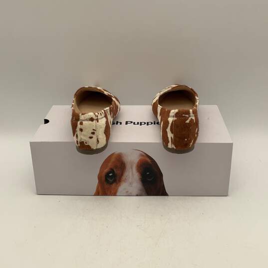 NIB Womens Brown White Cow Print Leather Pointed Toe Slip-On Loafer Flats Sz 6.5 image number 2
