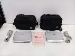 Pair Of Mintek Portable Travel DVD Players Model RB-Li 24 With Carrying Cases