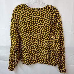 Adrianna Papell Women's Yellow/Black Blouse 100% Silk Sized 14 alternative image