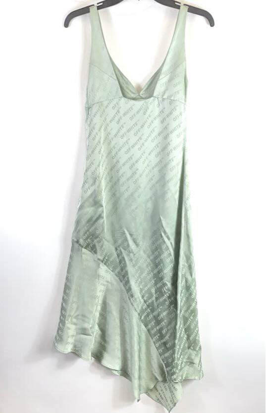Off White Women Green Asymmetrical Satin Midi Dress Sz 36 image number 2