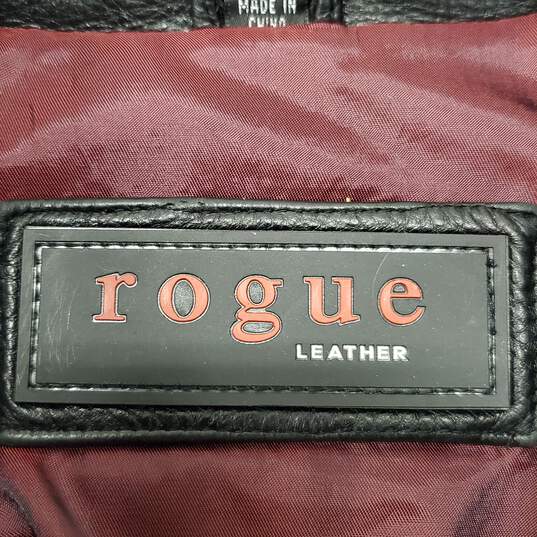 Rouge Men Black Leather Jacket L image number 3