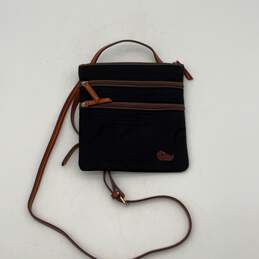 Womens Black Inner Outer Pockets Adjustable Strap Zip Crossbody Bag