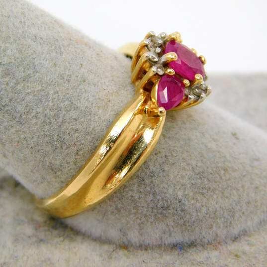 14K Yellow Gold Ruby & Diamond Accent Ring 3.4g image number 4