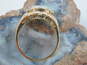 14K Yellow Gold Oval Opal 0.12 CTTW Diamond Ridged Ring 5.6g image number 4