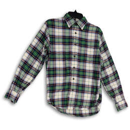 Mens Multicolor Plaid Long Sleeve Collared Button-Down Shirt Size Small