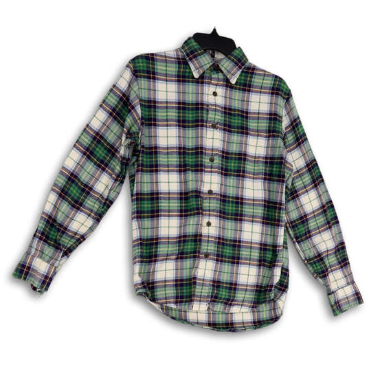 Mens Multicolor Plaid Long Sleeve Collared Button-Down Shirt Size Small image number 1