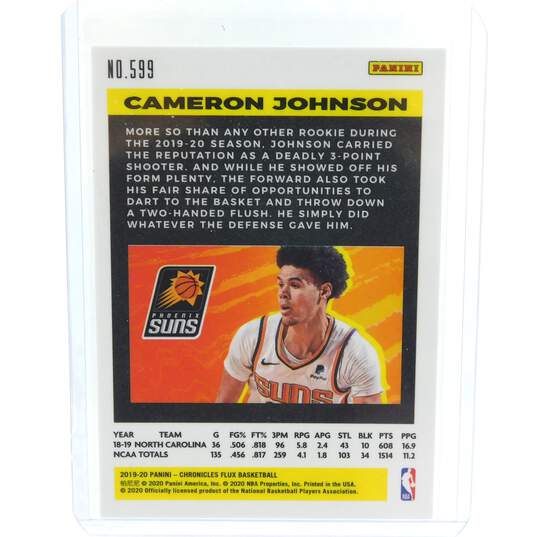 2019-20 Cameron Johnson Panini Flux Rookie Suns Nets image number 3