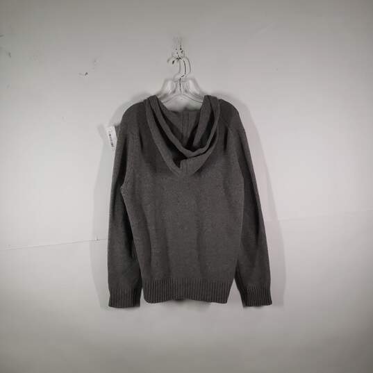Mens Extra Fine Merino Wool Knitted Long Sleeve Hooded Pullover Sweater Size L image number 2