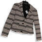 NWT Womens Black Striped Long Sleeve Notch Lapel Two Button Blazer Size 8 image number 1