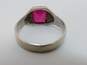 Vintage 10K White Gold Synthetic Ruby Men's Ring 5.8g image number 1