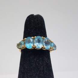Sanuk 10k Gold Blue Gemstone Sz 5 1/2 Ring 2.4g