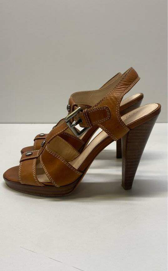 Coach Ginger Tan T-Strap Strappy Leather Sandals Women's Size 6.5B image number 2