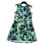 NWT Womens Green Tropical Floral Sleeveless Fit & Flare Dress Size 16 image number 2