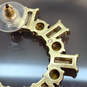 Designer J. Crew Gold-Tone Crystal Cut Stone Push Back Hoop Earrings image number 4