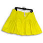 NWT Womens Yellow Back Zip Pleated Stretch Short A-Line Skirt Size 12 image number 3