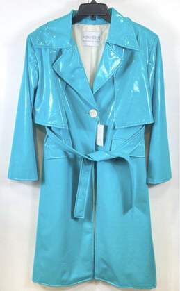 Miriam Al Sibai Women Blue PVC Leather Coat L/XL
