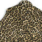 NWT Womens Black Beige Animal Print Cowlneck Poncho Sweater Size O/S image number 4