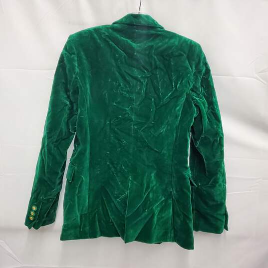 NWT Zara WM's Velvet Green Single Button Blazer Size SM image number 2