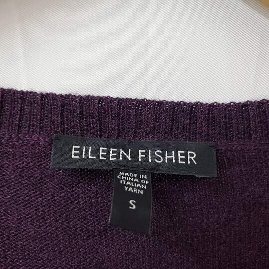 Eileen Fisher Purple Merino Wool V-Neck Pullover LS Top Shirt Women's SM image number 3