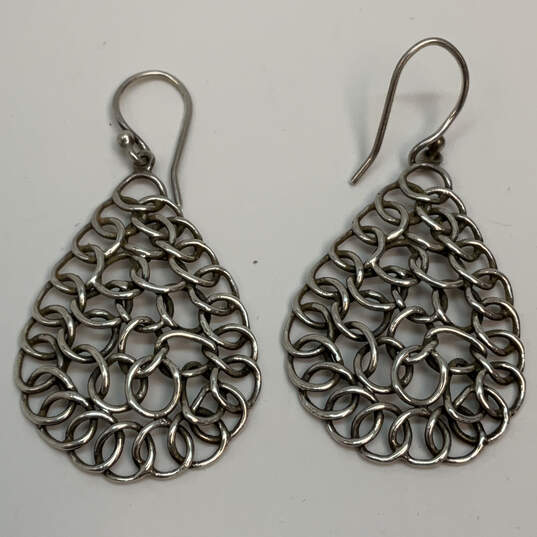 Designer Silpada 925 Sterling Silver Teardrop Mesh Wire Drop Earrings image number 3
