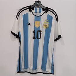 Men’s Adidas 2022 #10 Lionel Messi Argentina Home Jersey Sz L