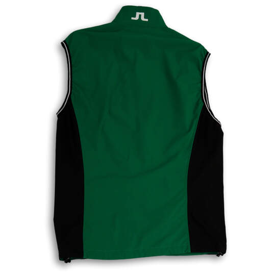 Mens Green Mock Neck Sleeveless Activewear Full-Zip Vest Size Large image number 2