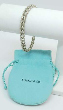 Tiffany & Co 925 Sterling Silver Etched Curb Link Chain Bracelet With Dust Bag 26.1g