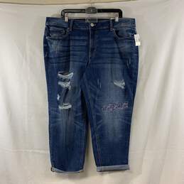 Women's Medium Wash Maurices Distressed Cropped Boyfriend Jeans, Sz. 20W