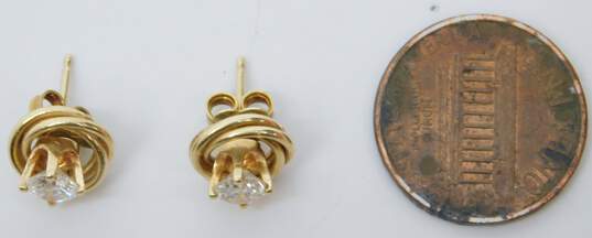 14K Yellow Gold 0.88 CTTW Diamond Stud Earrings w/ Enhancers 2.1g image number 5