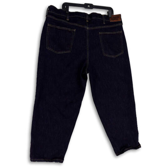 Mens Blue Denim Dark Wash Stretch Pockets Straight Leg Capri Jeans Size 44T image number 2