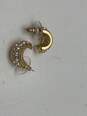 Authentic Womens Gold-Tone Clear Crystal Half Hoop Earrings image number 4