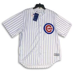 NWT Majestic Mens White Chicago Cubs Short Sleeve Button-Front Jersey Size XL