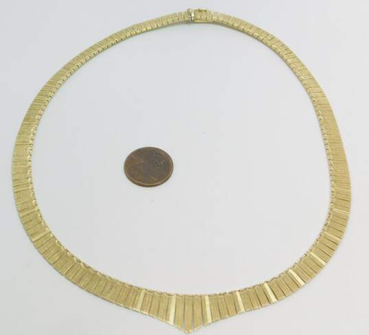 14K Gold Vintage Etched Collar Necklace 28.6g image number 6