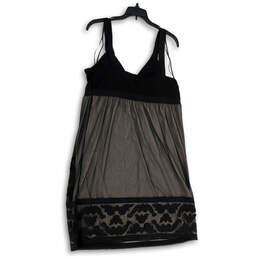 Womens Black Gray Embroidered Sleeveless V-Neck Stretch Mini Dress Size XL alternative image