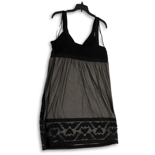 Womens Black Gray Embroidered Sleeveless V-Neck Stretch Mini Dress Size XL image number 2