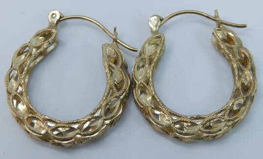 10K Yellow Gold Etched Cut Out Hoop Earrings 3.2g image number 3