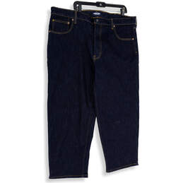 Mens Blue Denim Dark Wash Pockets Straight Leg Capri Jeans Size 30T