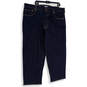 Mens Blue Denim Dark Wash Pockets Straight Leg Capri Jeans Size 30T image number 1