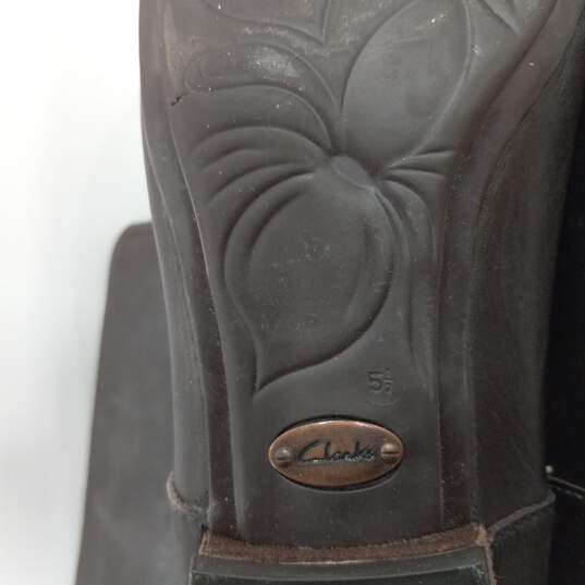 Women Brown Leather Pull On Round Toe Mid Calf Slouch Boot Size 5.5 image number 6