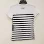 Womens White Black Striped Round Neck Short Sleeve Pullover T-Shirt Sz XXS image number 2