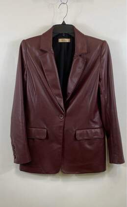 Bailey Womens Brown Leather Notch Lapel Single Breasted Blazer Jacket Size XS