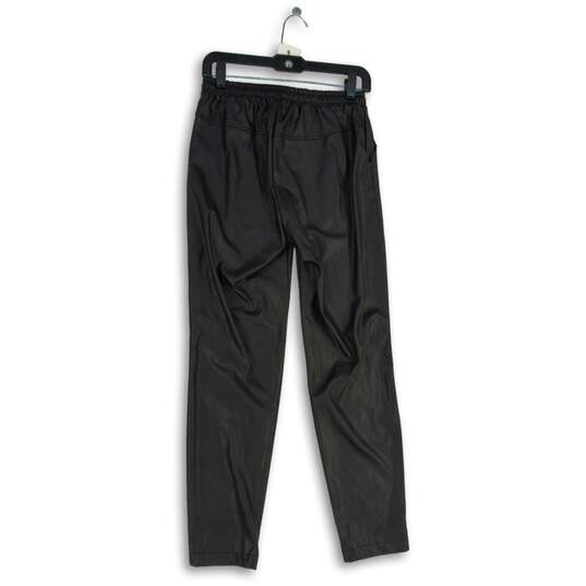 NWT Womens Black Flat Front Elastic Waist Drawstring Jogger Pants Size S image number 2