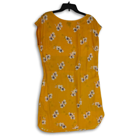 Womens Yellow Floral Sleeveless Round Neck Pullover Mini Dress Size Medium image number 2