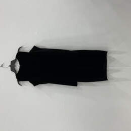 Womens Black Round Neck Stretch Cold Shoulder Back Zip Sheath Dress Size 12 alternative image