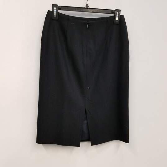 Womens Black Wool Back Slit Knee Length Straight & Pencil Skirt Size 40 image number 2