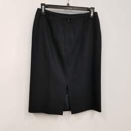 Womens Black Wool Back Slit Knee Length Straight & Pencil Skirt Size 40 alternative image