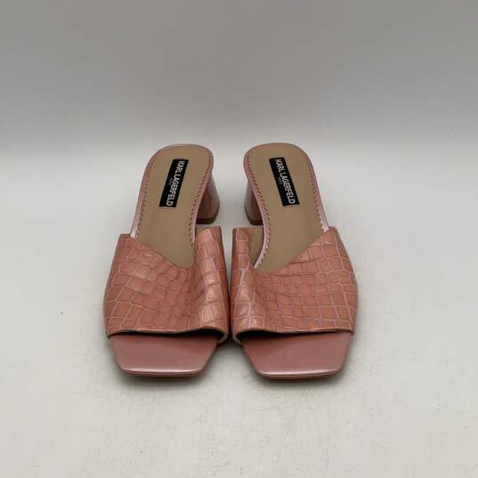 Womens Macaria Pink Leather Snake Embossed Slip On Mule Heels Size 8.5 image number 1